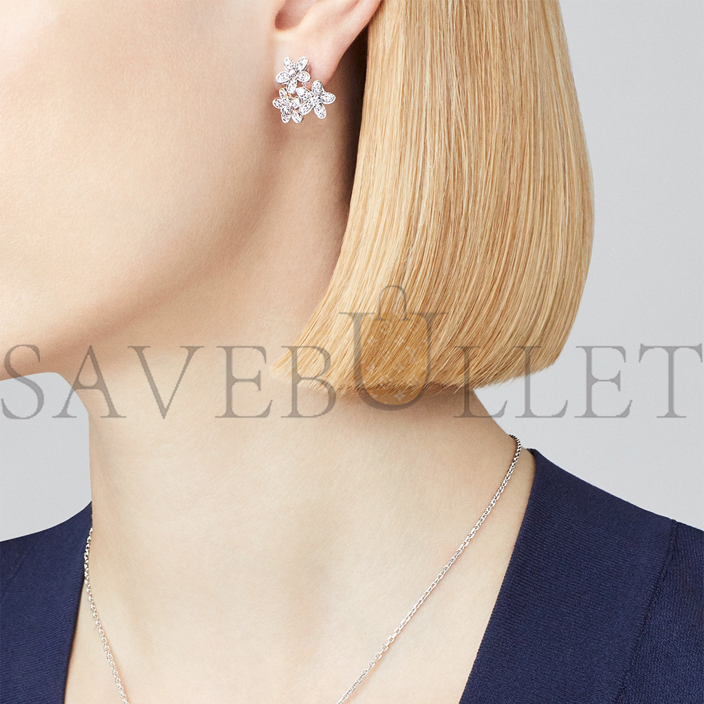 van cleef arpels socrate earrings, 3 flowers - white gold, Di*m*nd  vcarb14300